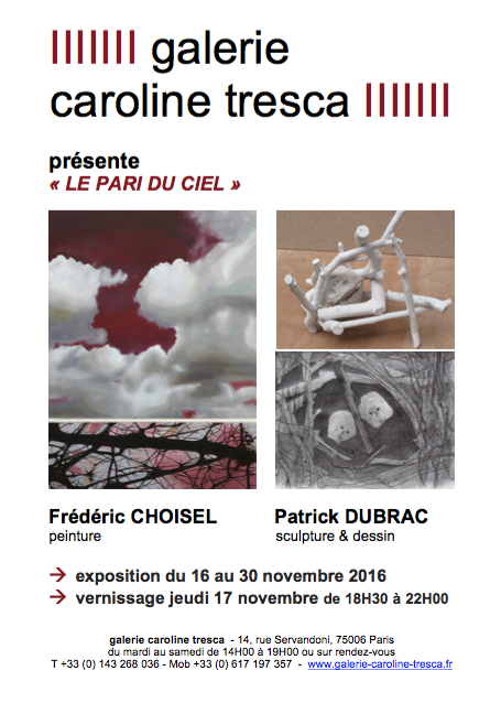 Flyer de l'exposition « Le Pari du ciel » à la galerie Caroline Tresca